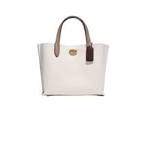 Coach White and Brown Tote Bag with Structured Design